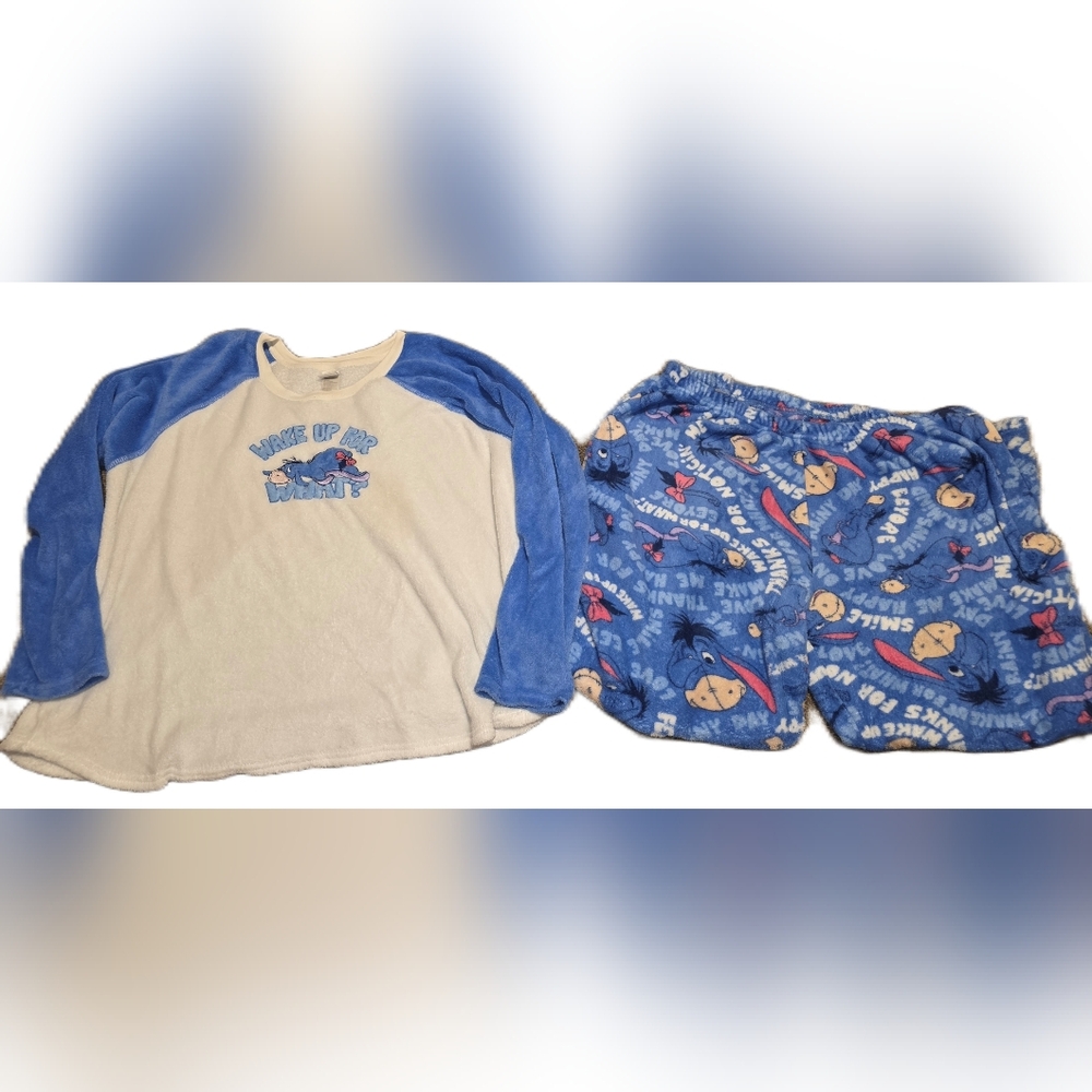 Women's 2X Eeyore Warm Fuzzy Pajama Set